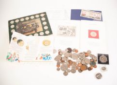 A SELECTION OF G.B. AND WORLD COINS to include; five Queen Elizabeth II crowns, including;