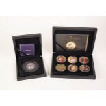 BRADFORD EXCHANGE SET OF SIX LIMITED EDITION 'GOLDEN MOMENTS' GILT METAL AND ENAMEL MEDALLIONS,