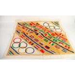 1936 OLYMPIC GAMES SOUVENIR SILK SCARF, printed in colours with flags and emblem, unbranded, 31? (