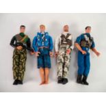FOUR ACTION MAN TYPE MILITARY ACTION FIGURES, with moveable limbs, the upper bodies with moulded