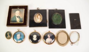 A MODERN PRINTED PORTRAIT MINIATURE of a gentleman, in gilt brass frame, boxed; A MODERN WHITE CAMEO