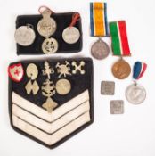 GEORGE V MEDALS 'FOR WAR SERVICE - MERCANTILE MARINE 1914-18' AND 1914-18 WAR MEDAL, with ribbons