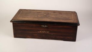 LATE 19th CENTURY SWISS MUSICAL BOX with 6 1/4in (16cm) brass cylinder, perfect steel comb with