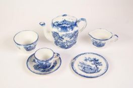 RIDGWAYS, CHILD'S BLUE AND WHITE PRINTED POTTERY TEASET, 'SCENES FROM CHARLES DICKENS, OLD CURIOSITY