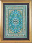 SET OF FOUR LADIK TURKISH MINIATURE CARPETS, approximately 11in x 7 1/2in (28 x 19cm), uniformly