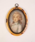 FRENCH SCHOOL (LATE NINETEENTH CENTURY)  OVAL PASTICHE PORTRAIT MINIATURE ON IVORY of lady,