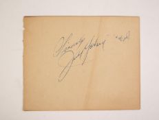 JUDY GARLAND AUTOGRAPH, on a page from an autograph book, ?Sincerely Judy Garland, 5? x 6? (12.7cm x