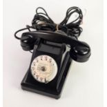 FRENCH 1961 BLACK BAKELITE MOTHER-IN-LAW TELEPHONE (with additional ear piece and is complete with