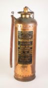 WATERLOO ,VINTAGE WATER TYPE FIRE EXTINGUISHER  by Read Campbell in oxydised copper complete with