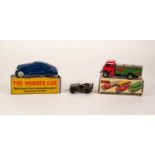 TRI-ANG MINIC TINPLATE CLOCKWORK DUST CART AND KEY, mint body work, required replacement tyres,