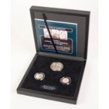 BRADFORD EXCHANGE 'BRITAIN'S LONGEST REIGNING MONARCHS - SILVER THREE COIN SET, to include;