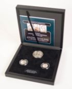 BRADFORD EXCHANGE 'BRITAIN'S LONGEST REIGNING MONARCHS - SILVER THREE COIN SET, to include;