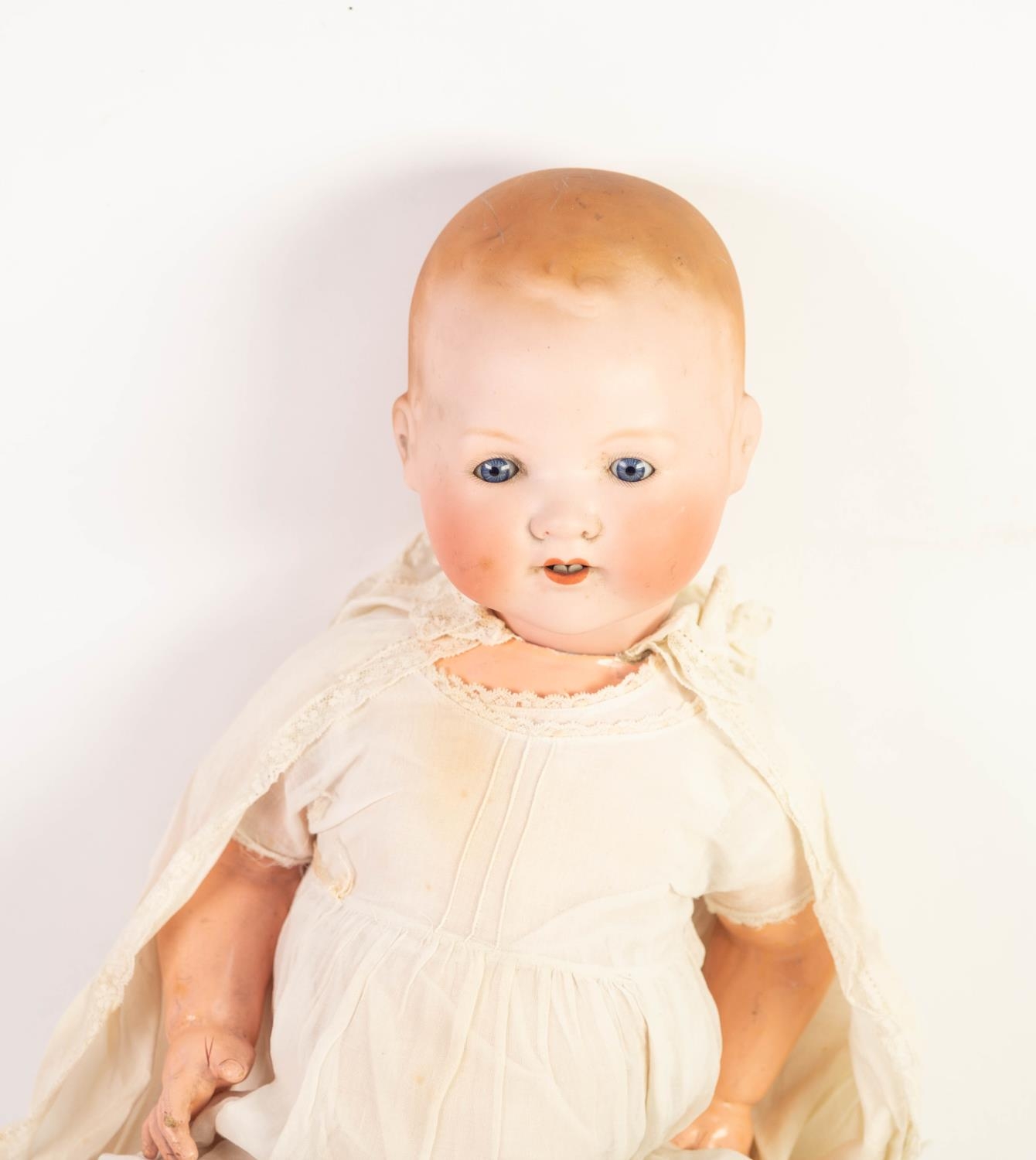 ARMAND MARSEILLES BISQUE HEADED LARGE BABY DOLL with moulded hair, sleeping blue eyes, open mouth - Image 2 of 3