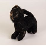 PRE-WAR, POSSIBLY STEIFF, SMALL BLACK CAT STANDING, with blond plush inner ears, (well loved),