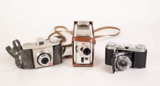 VOIGTLANDER VITO MINIATURE ROLL FILM CAMERA, bellows folding front, leather case and instruction