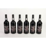 SIX BOTTLES OF CROFT VINTAGE PORT, 1985, IN ORIGINAL WOOD CASE FOR TWELVE BOTTLES, one bottle