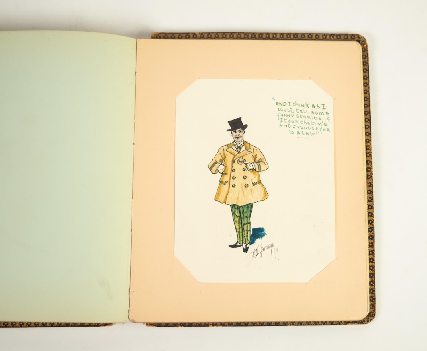 LATE VICTORIAN PERSONAL AUTOGRAPH ALBUM with seven good pictorial entries, circa 1900 - Image 3 of 3