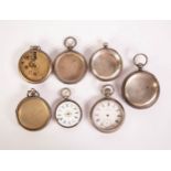 SEVEN NINETEENTH CENTURY AND LATER SILVER POCKET WATCH CASES, all open face, three having movements,