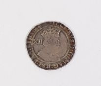 A JAMES I HAMMERED SILVER SHILLING, mint mark rubbed (F)