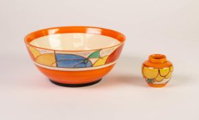 TWO PIECES OF CLARICE CLIFF ?BIZARRE? FOR NEWPORT POTTERY, comprising: ?ORANGE MELON? pattern footed