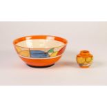 TWO PIECES OF CLARICE CLIFF ?BIZARRE? FOR NEWPORT POTTERY, comprising: ?ORANGE MELON? pattern footed