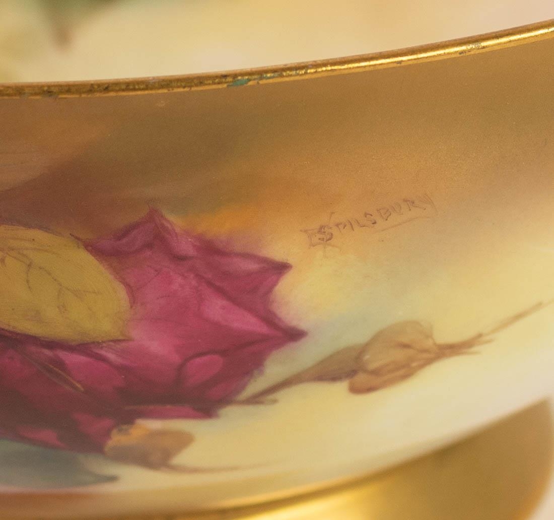 EARLY 20th CENTURY ROYAL WORCESTER PORCELAIN BOWL, painted with roses, signed E Spilsbury, printed - Image 2 of 4