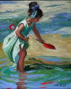 SHEREE VALENTINE DAINES (b.1959) OIL ON BOARD ?The Red Spade? Signed titled to gallery label