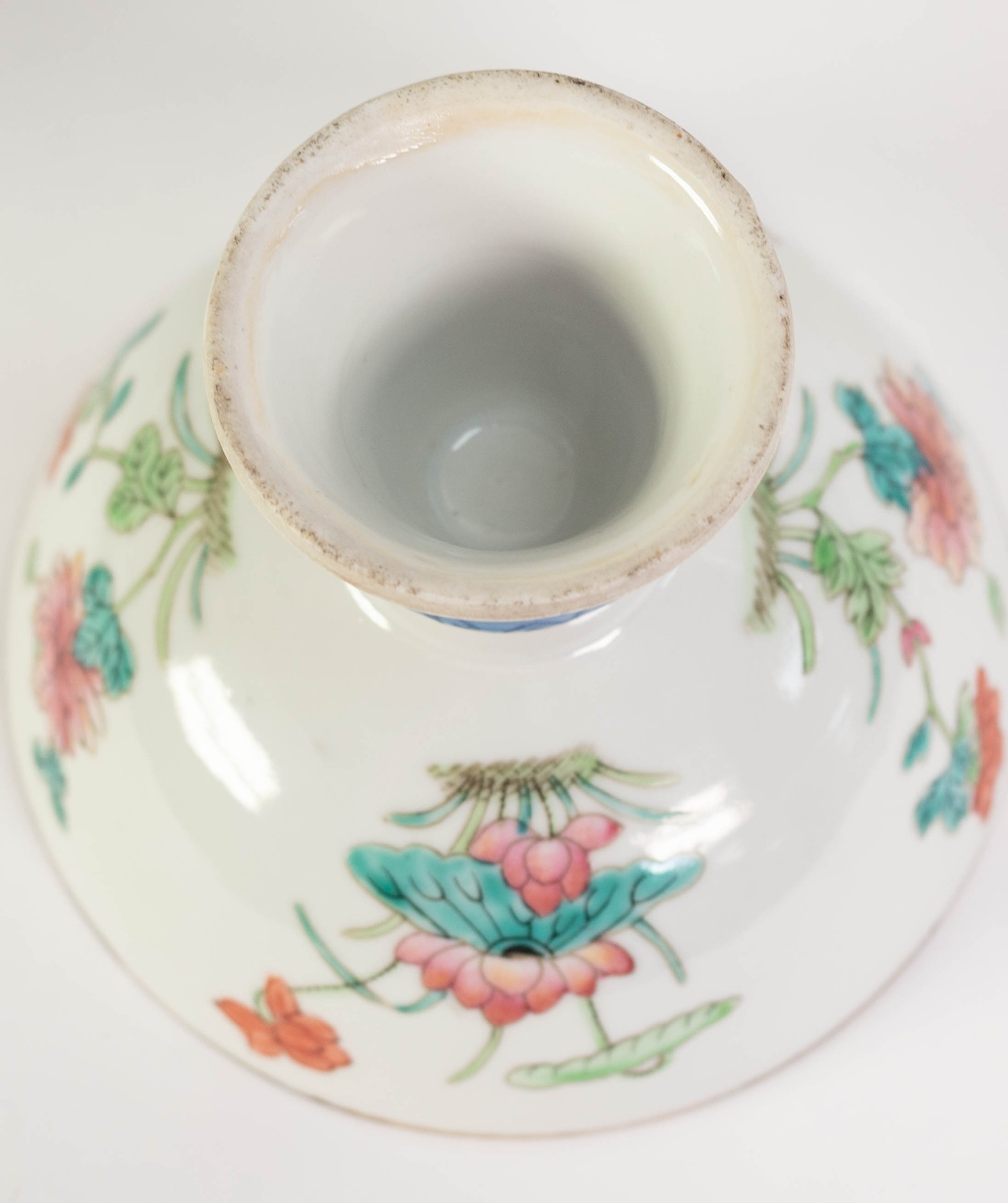 SUITE OF TEN CHINESE PORCELAIN, PROBABLY LATE QING, DYNASTY FENCAI ENAMELLED STEM BOWLS, each - Image 3 of 4