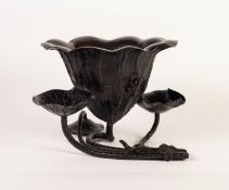 JAPANESE LATE MEIJI PERIOD PATINATED BRONZE JARDINIÈRE OR VASE IN THE FORM OF A LILY, modelled in