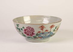 CHINESE QING DYNASTRY PORCELAIN BOWL, decorated in polychrome enamels with peony issuing from