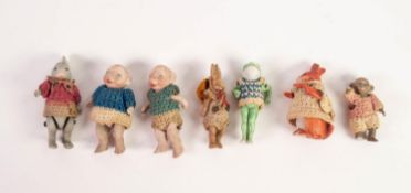 COLLECTION OF SEVEN HERTWIG, KATZHUTTE, GERMAN BISQUE PORCELAIN MINIATURE ANTHROPOMORPHIC ANIMAL