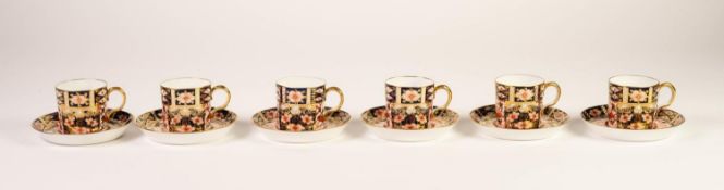 TWELVE PIECE ROYAL CROWN DERBY PORCELAIN IMARI PATTERN COFFEE SERVICE, printed mark and date code