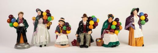 SIX ROYAL DOULTON CHINA FIGURES WITH BALLOONS, comprising: ?Biddy Pennyfarthing?, HN1843, ?The