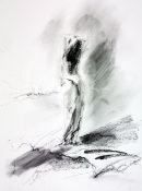 ANNA RAZUMOVSKAYA (MODERN) CHARCOAL DRAWING ON PAPER ?A Bit of Peace VII? Signed, titled to