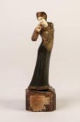 GEORGES GORI (EARLY 20th CENTURY) 1920s/30s PATINATED AND PARCEL GILT BRONZE AND IVORY FIGURE OF A