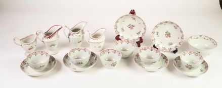 SELECTION OF CIRCA 1800 ENGLISH NEWHALL TYPE TEA WARES, comprising six tea bowls and saucers, (one