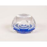 JAMES POWELL & SONS, WHITEFRIARS GLASS PAPERWEIGHT with five concentric blue and white multi-caned