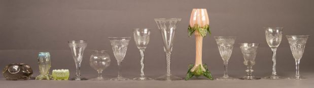 EIGHT VARIOUS 19th CENTURY AND LATER DRINKING GLASSES and five other items of glassware (13)