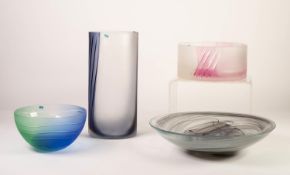 THREE MODERN CAITHNESS, SCOTLAND, GLASS BOWLS AND VASE, each labelled, also a, probably Caithness,