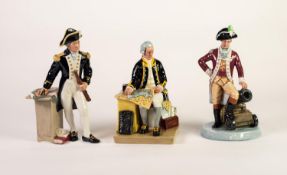 THREE ROYAL DOULTON CHINA FIGURES, comprising: ?Officer of the Line?, HN2733, ?Captain Cook?, HN2889