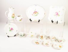 NINE PIECES OF EARLY 20th CENTURY MEISSEN PORCELAIN, comprising a shaped square dish, four plates, a