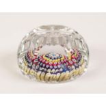 JAMES POWELL & SONS, WHITEFRIARS GLASS PAPERWEIGHT, with six concentric multi-caned rings, one