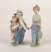 TWO LLADRO PORCELAIN FIGURES, one modelled a young clown and girl, (7686), the other as a young girl