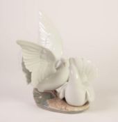 LLADRO PORCELAIN MODEL OF TWO BILLING DOVES, model number 6291, 9 3/4in (25cm) high