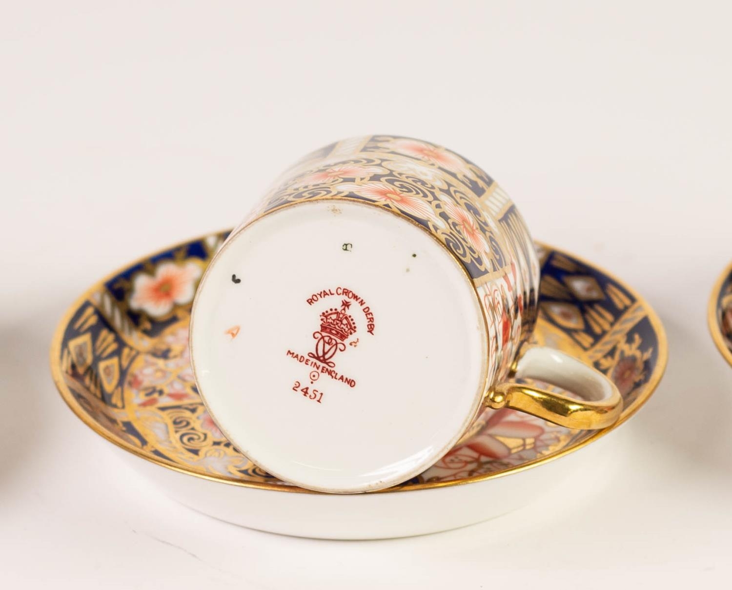 TWELVE PIECE ROYAL CROWN DERBY PORCELAIN IMARI PATTERN COFFEE SERVICE, printed mark and date code - Image 2 of 2