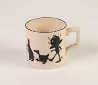 UNUSUAL W H GOSS PORCELAIN CHILD'S CHRISTMAS MUG, printed in black silhouette and titled 'Poor Mince