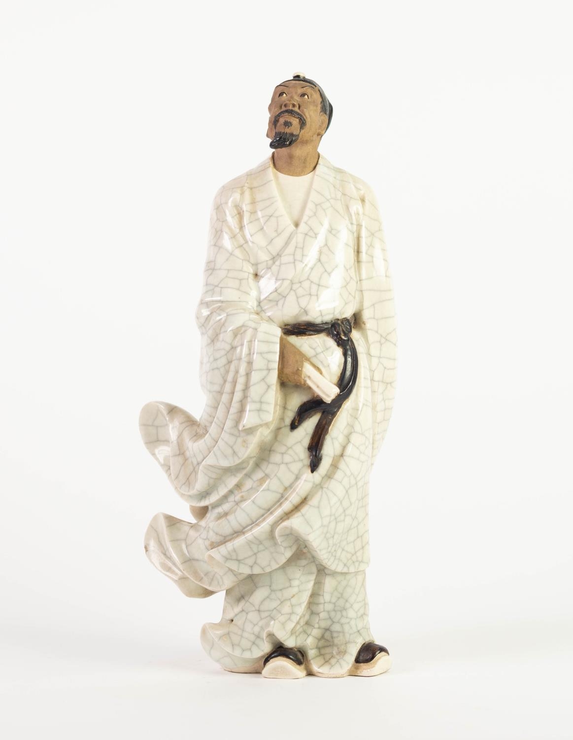 20th CENTURY CHINESE KIANGSU PROVINCE FIGURE OF AN IMMORTAL, the head and hand of the black-