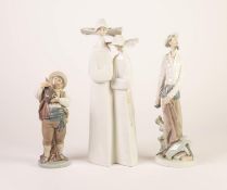 THREE LLADRO PORCELAIN FIGURES, comprising: MAN WITH WINE SKIN, 8 ¼? (21cm) high, MAN WITH SWORD,