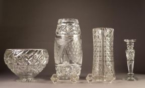 MIXED LOT OF CUT GLASS, comprising: FOOTED FRUIT BOWL, 6 ½? (16.5cm) high, 9? (22.8cm) diameter,