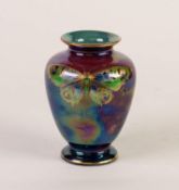 WALTER SLATER FOR SHELLEY, LUSTRE GLAZED CHINA VASE, of footed ovoid form, painted in colours and